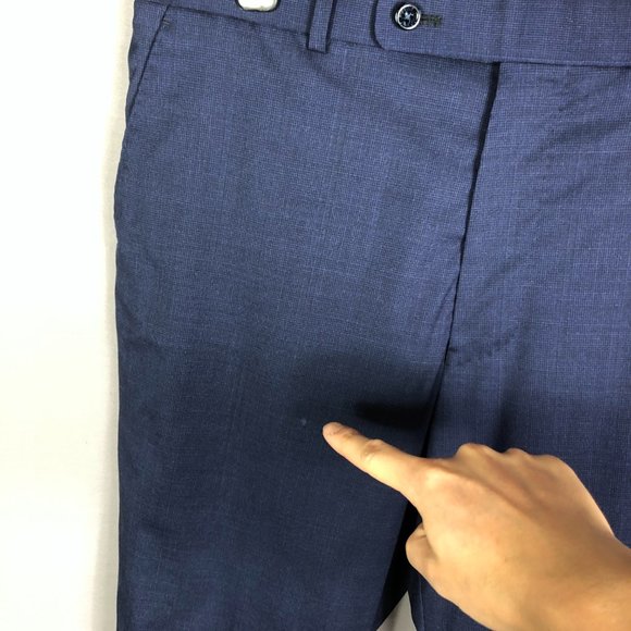 Trunk Club Navy Blue Small Check Wool Dress Pants Size 36W - Picture 7 of 8